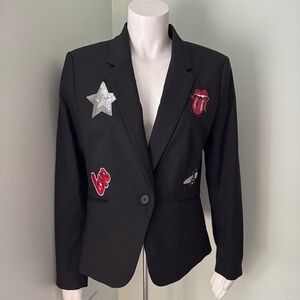 SOJARA Patch Embellished Black Blazer